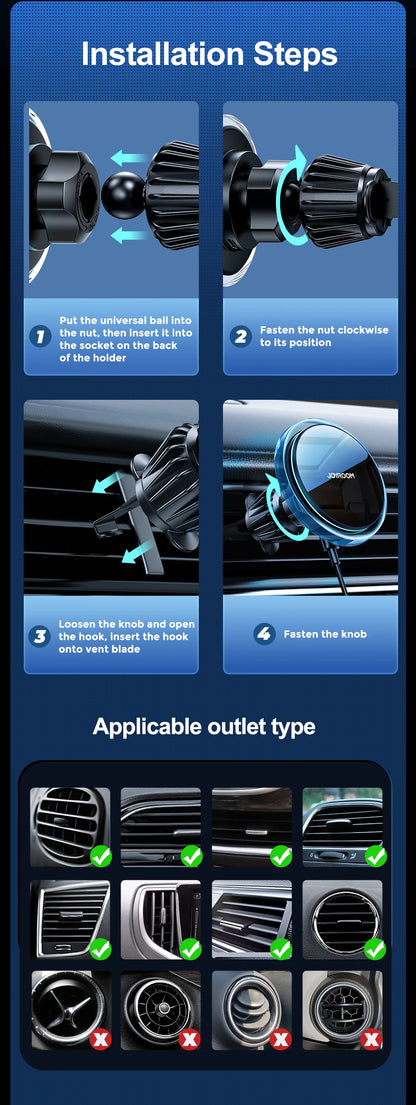 Car Phone Holder Magnetic Wireless Charger With Blue Light