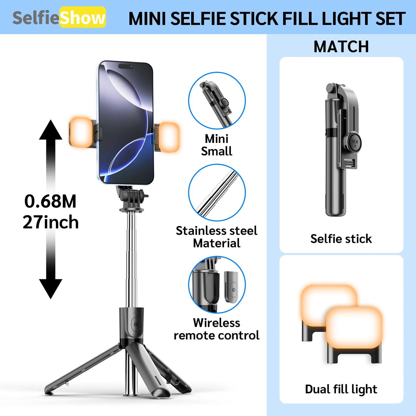 F01 Selfie Stick Portable Tripod Phone Stand