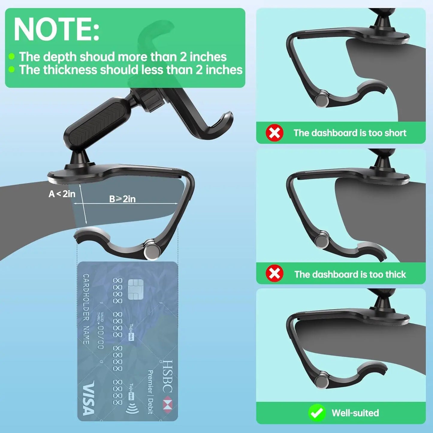 360 Degree Rotation Dashboard Cell Phone Holder for Car