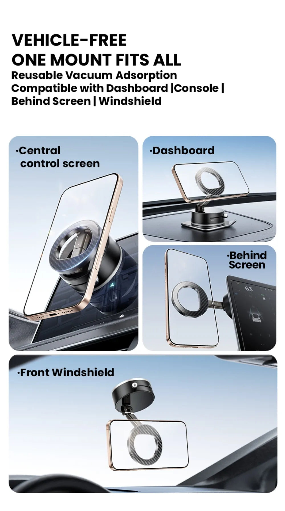 Vacuum Suction Magnetic Phone Holder for Magsafe 360° Adjustable