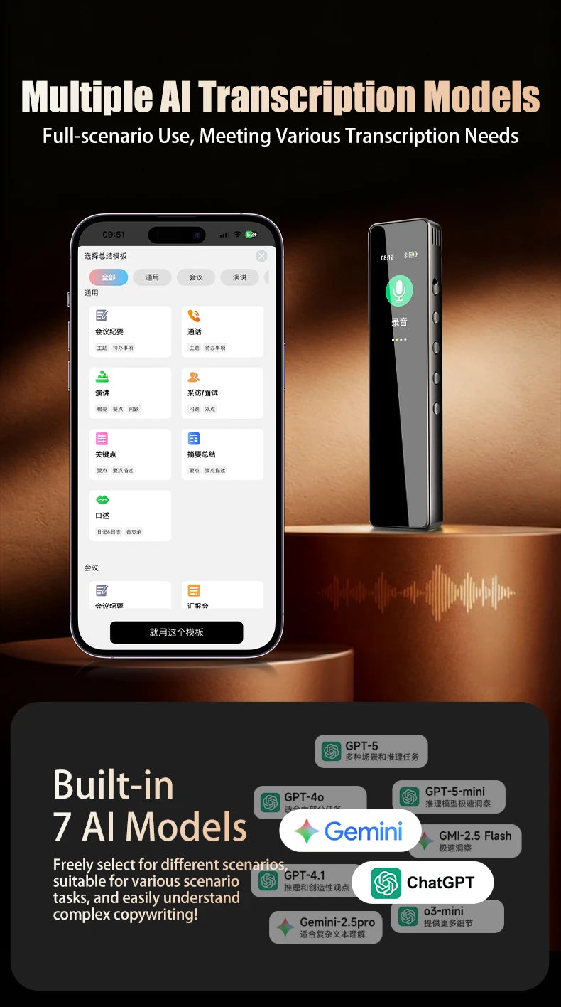 Famue Ai Voice Recorder with Text Transcription Mini Portable