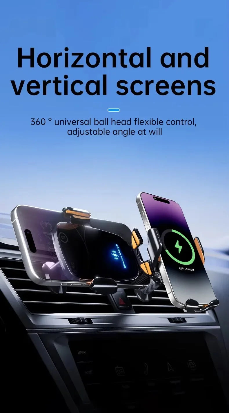 Wireless Car Charger Fast Charge Manual Clamping Air Vent