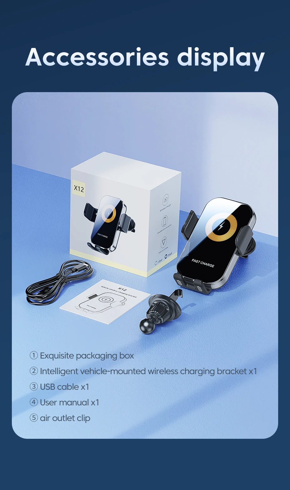 Universal Car Wireless Charger Auto Car Mount Phone Holder