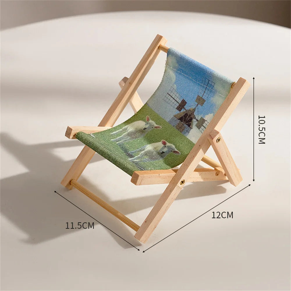 Wood Chair Shape Mobile Phone Stand Beach chair Desktop