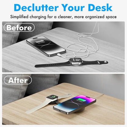 2 in 1 Wireless Charging Station Fast Magnetic Foldable