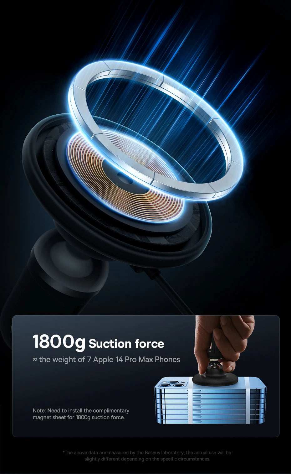 Magnetic Phone Holder 15W Wireless Charging Phone Stand