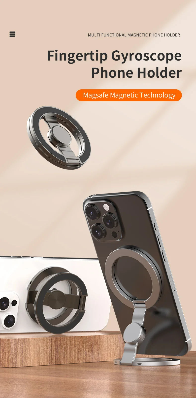 Foldable Double Sided Magnetic Phone Holder Stand