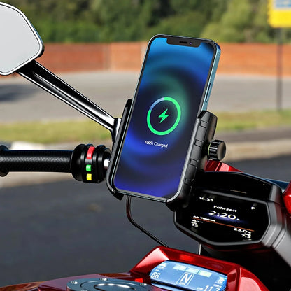 Motorcycle Phone Holder Wireless Charging Cradle 3.0 Quick Charger