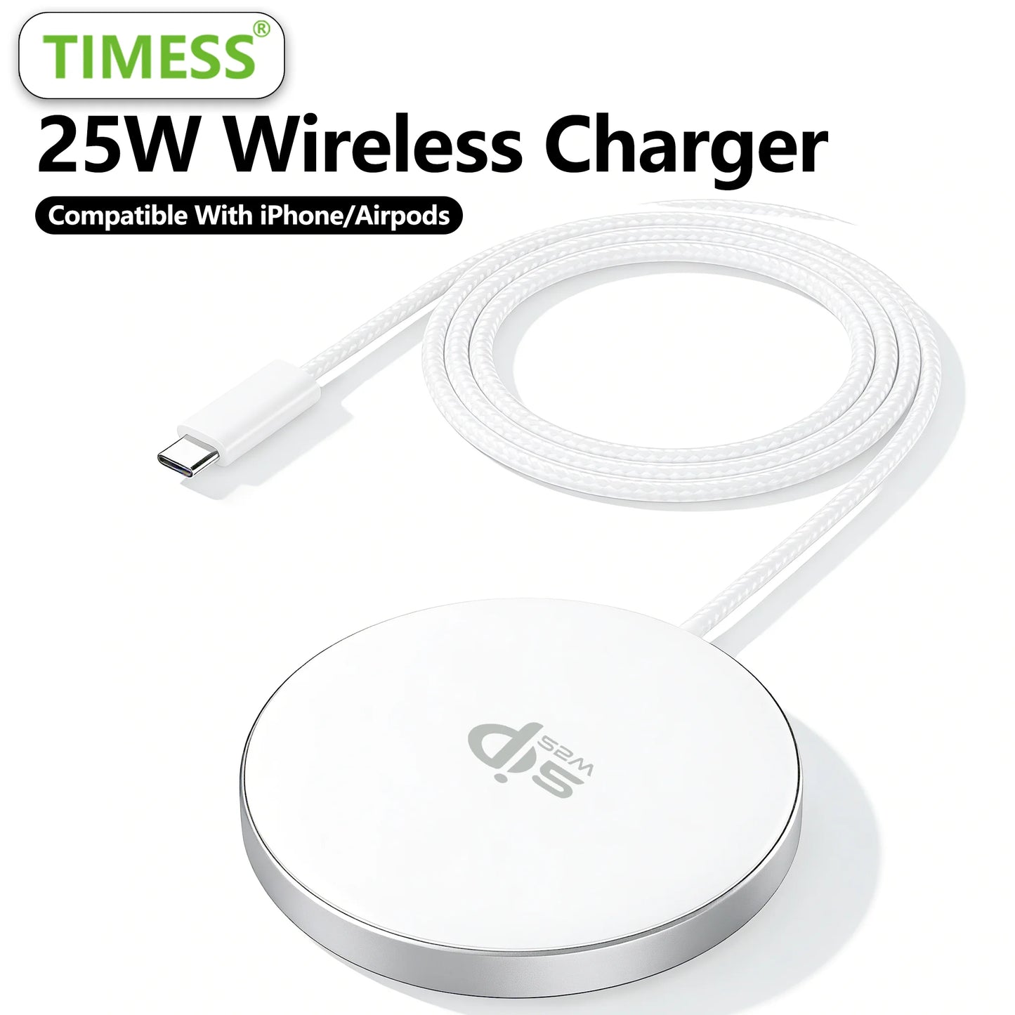 TIMESS QI2 25W Fast Wireless Charger 2-IN-1 Charging