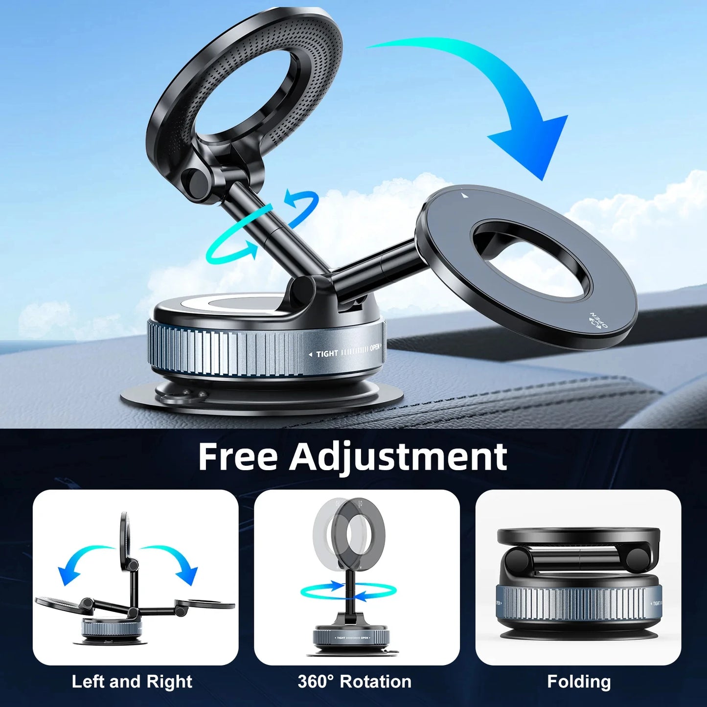 Car Phone Magnetic Stand Mechanical Vacuum Suction Cup Holder