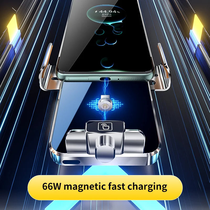 MAX 66W Magnetic Car Phone Holder 15W Fast Wireless Charger