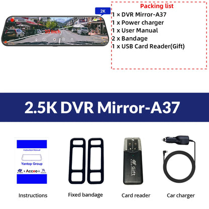 E-ACE 2K Car DVR WIFI GPS Stream Media Mirror Optional