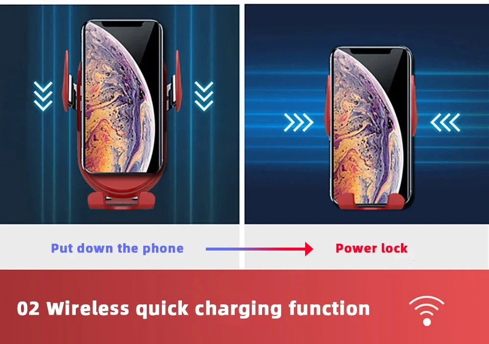 Fashion Qi Fast Wireless Charger Car Phone Holder Smart  Sensor