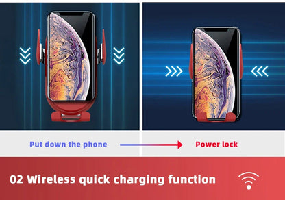 Fashion Qi Fast Wireless Charger Car Phone Holder Smart  Sensor