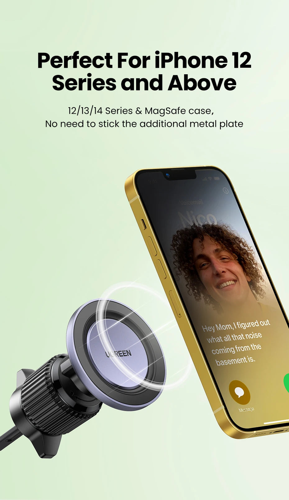 UGREEN Magnetic Car Phone Holder Air Vent Car Phone Stand