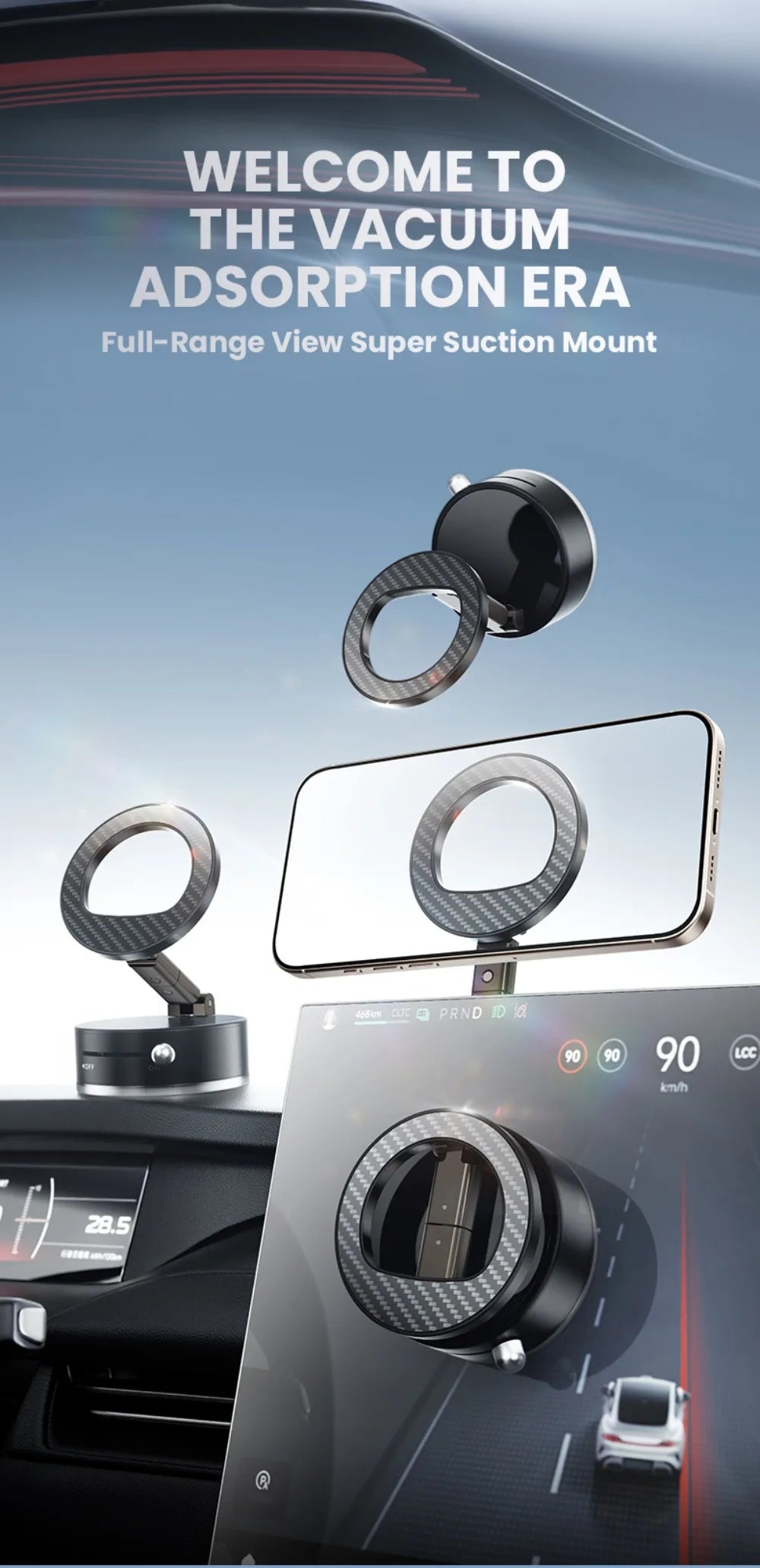 High Quality Vacuum Suction Magnetic Phone Holder Folding