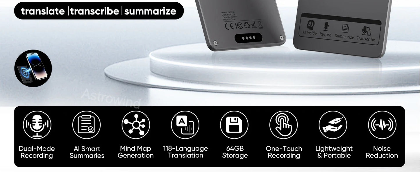 AI ChatGPT-4 Intelligent Voice Recorder App Control Recorder Summarize