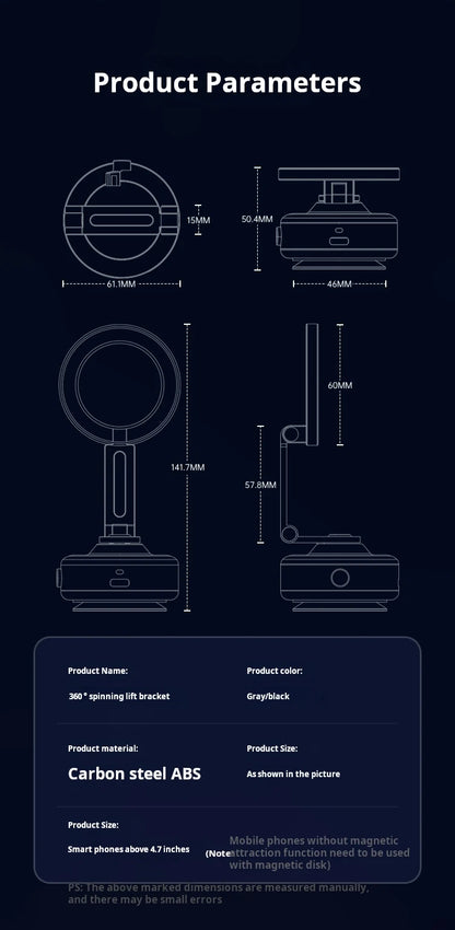 Magnetic Vacuum Adsorption Car Mount Mobile Phone Holder