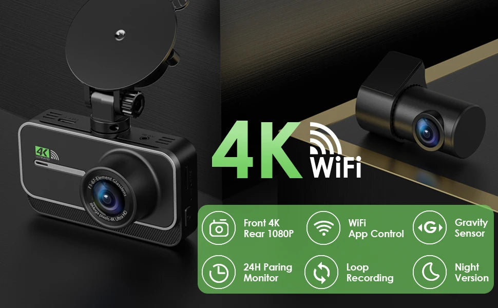 4K Dash Cam for Cars Car Camera Dash Cam WIFI Camera