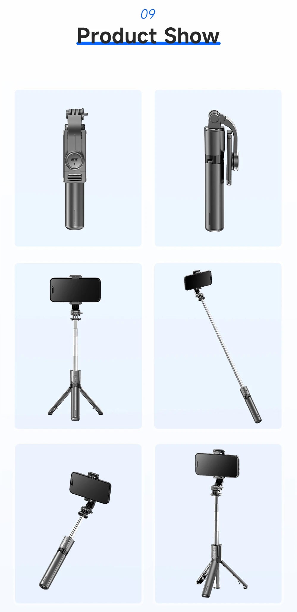 F01 Selfie Stick Portable Tripod Phone Stand
