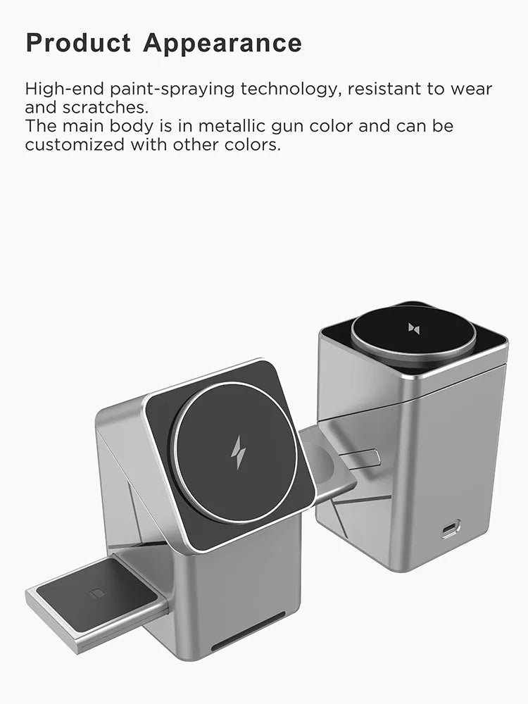 New Qi2 3 in 1 Touch Button Rotating Magnetic Wireless Charger