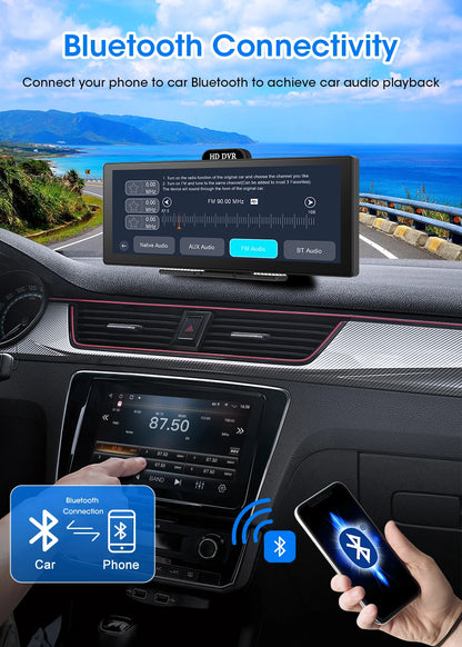 10/11.26 Inch 4K DVR Wireless CarPlay & Android Auto Dash Cam