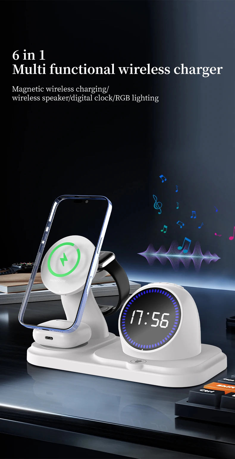NEW 6 in 1 Desk Phone Holder with Wireless Charger