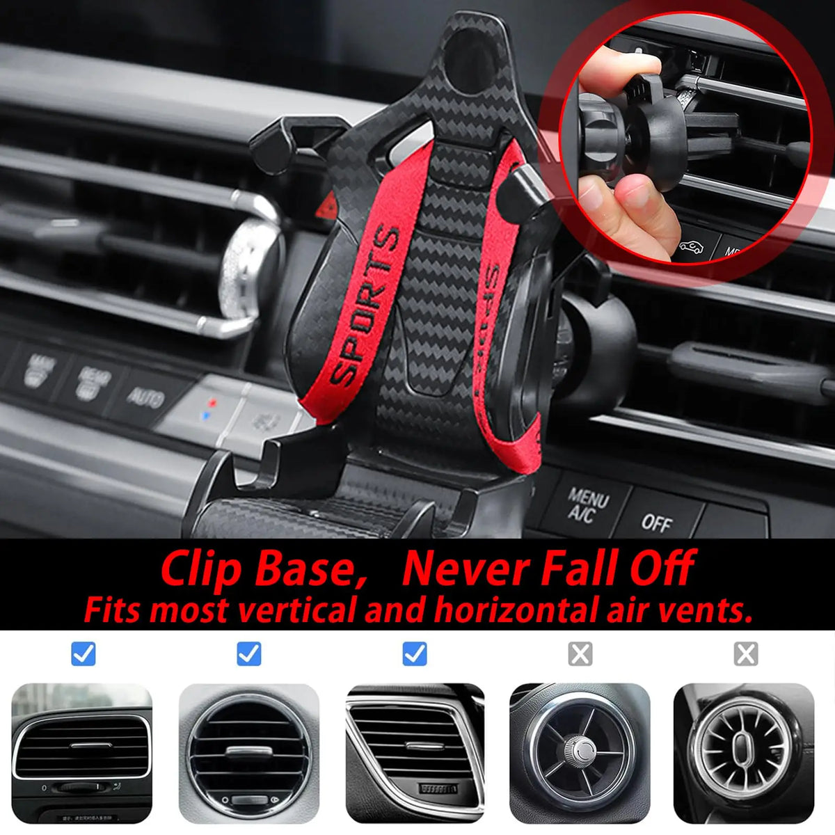 Racing seat design Car Phone Holder Mount Stand Suction Cup