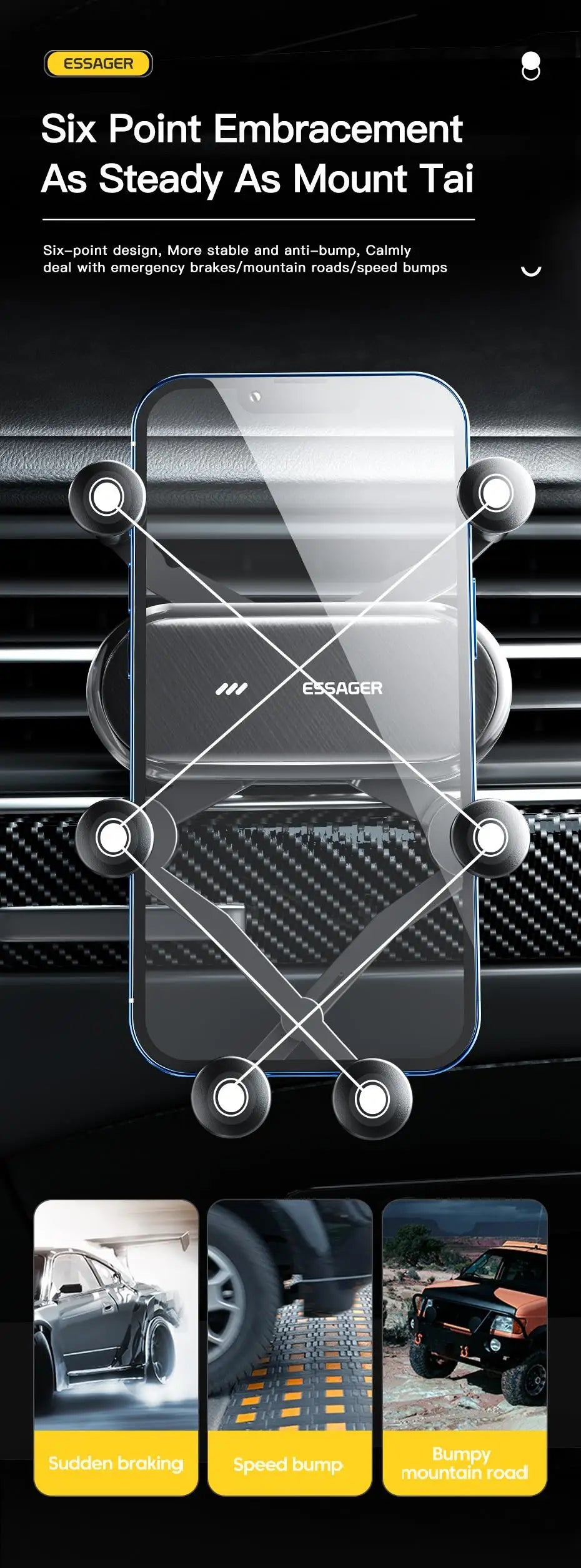 Essager Gravity Car Phone Holder Air Vent Clip Mount Stand