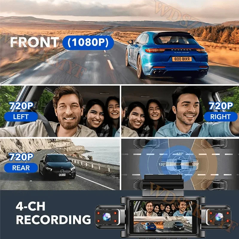 360°Auto Camera 1080P Video Recorder 3/4 Lens WIFI DashCam