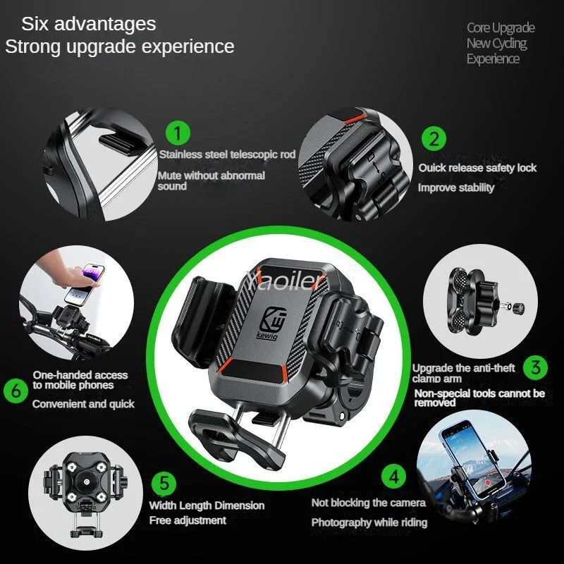 Motorcycle Phone Holder Shockproof 15W Wireless Charger