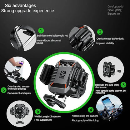Motorcycle Phone Holder Shockproof 15W Wireless Charger