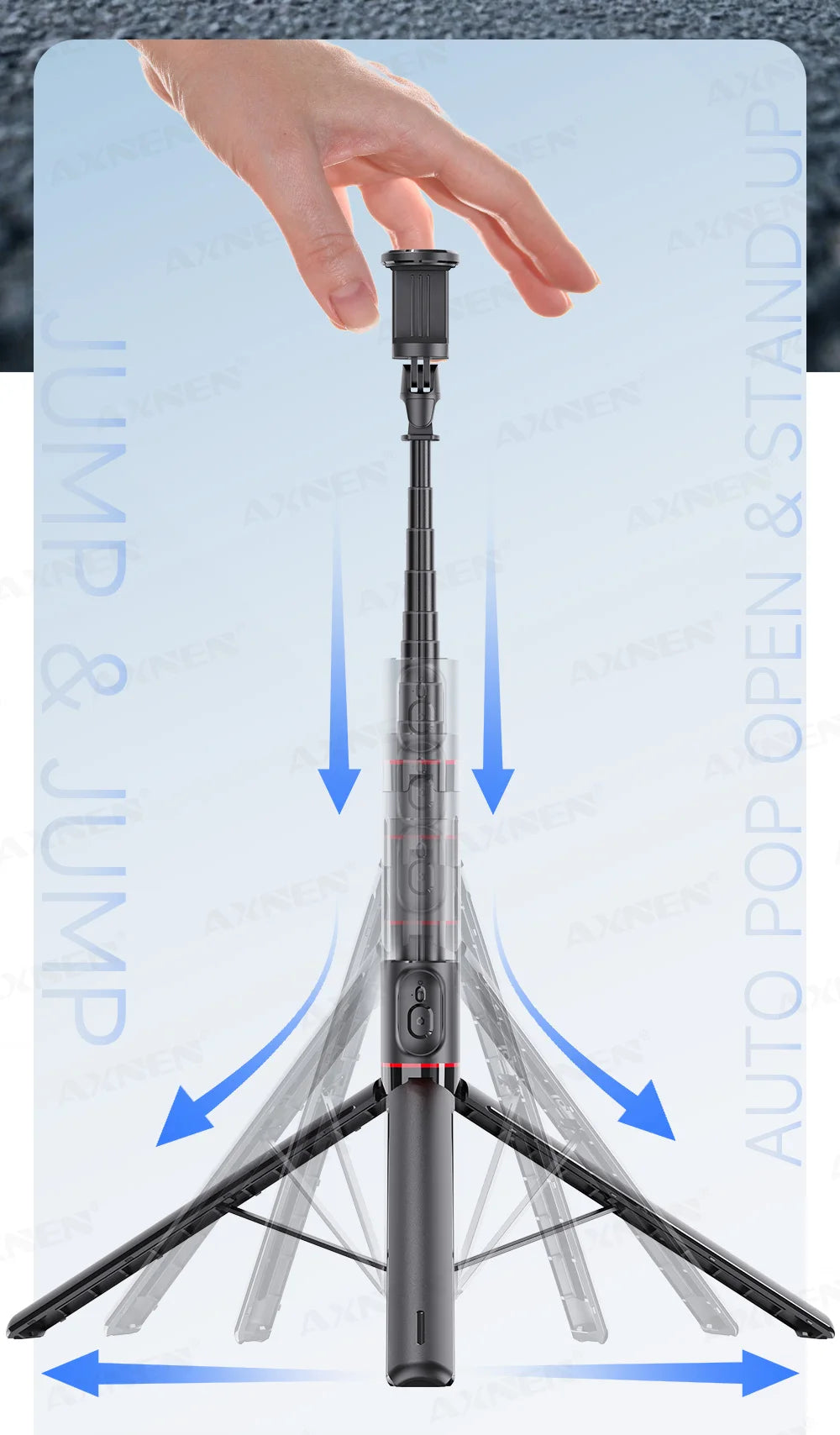 Bluetooth Selfie Stick Tripod Auto Pop-Up Foldable Holder