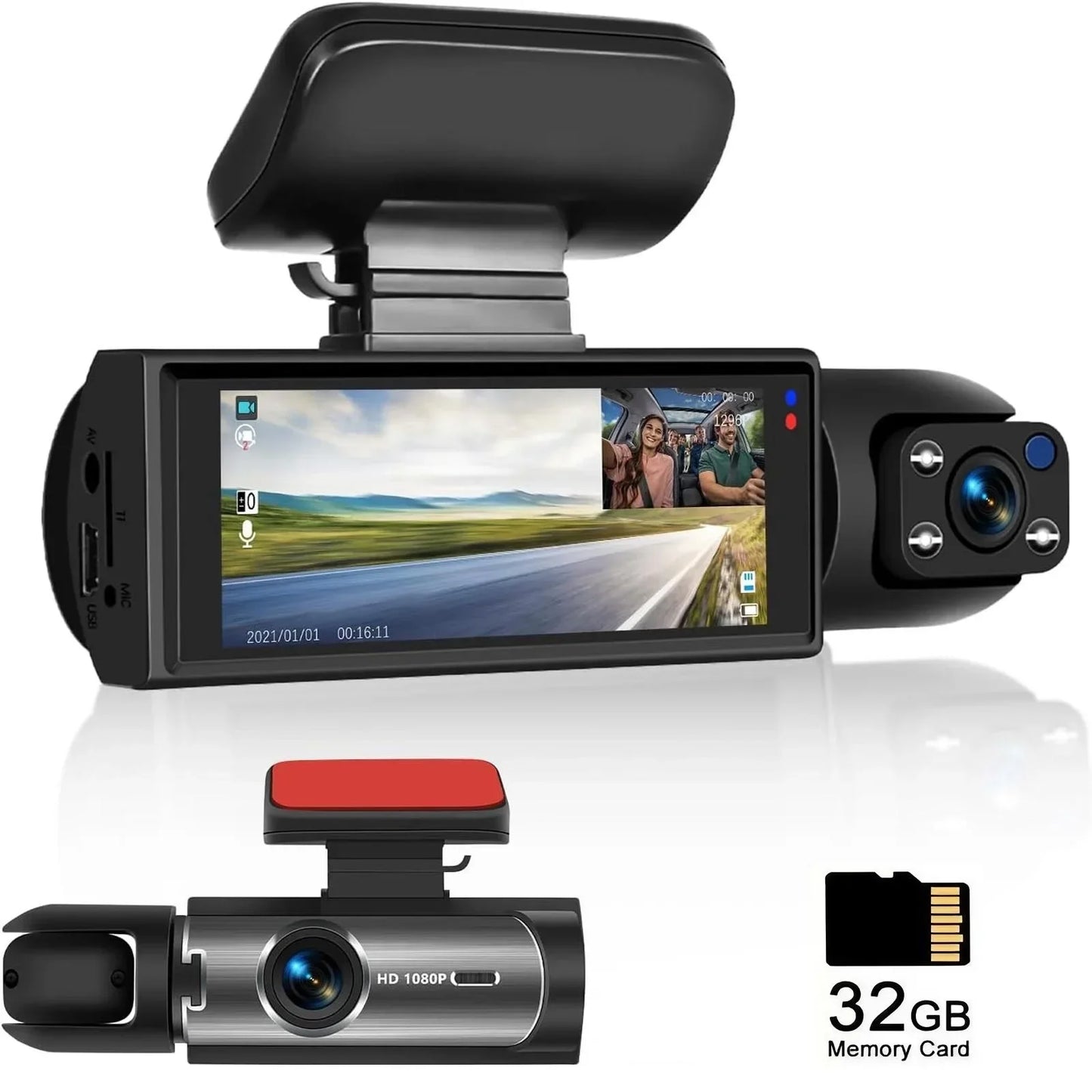 1080P HD Front Rear Dashcam 1 Count Dash Camera for Car