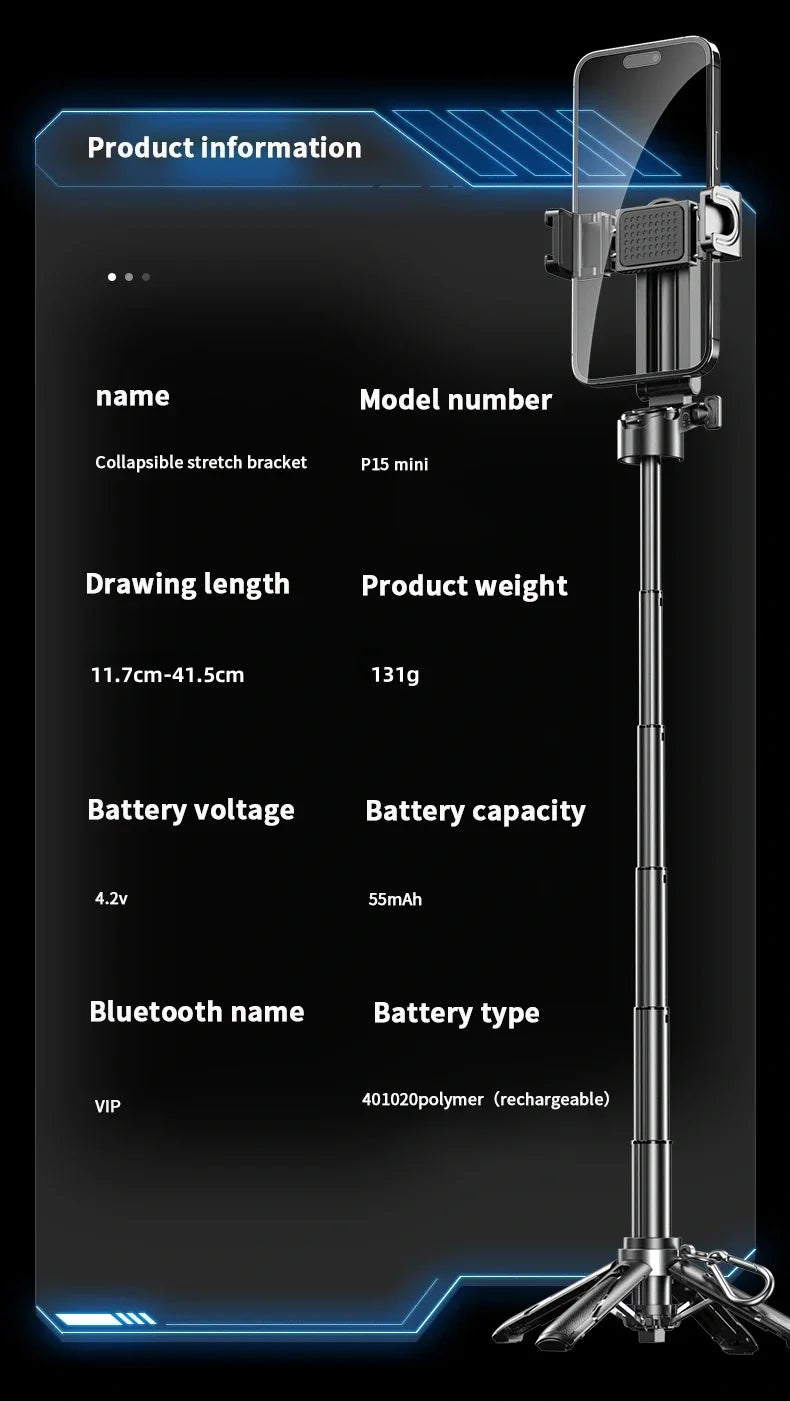 Portable Selfie Stick for Phones - Mini Bluetooth Remote Holder