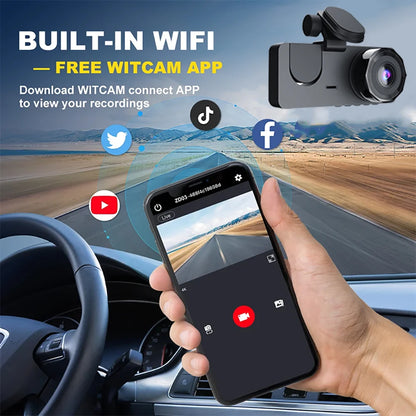 Dash Cam 2/3 Channel Car Black Box WiFi DVR HD 1080P