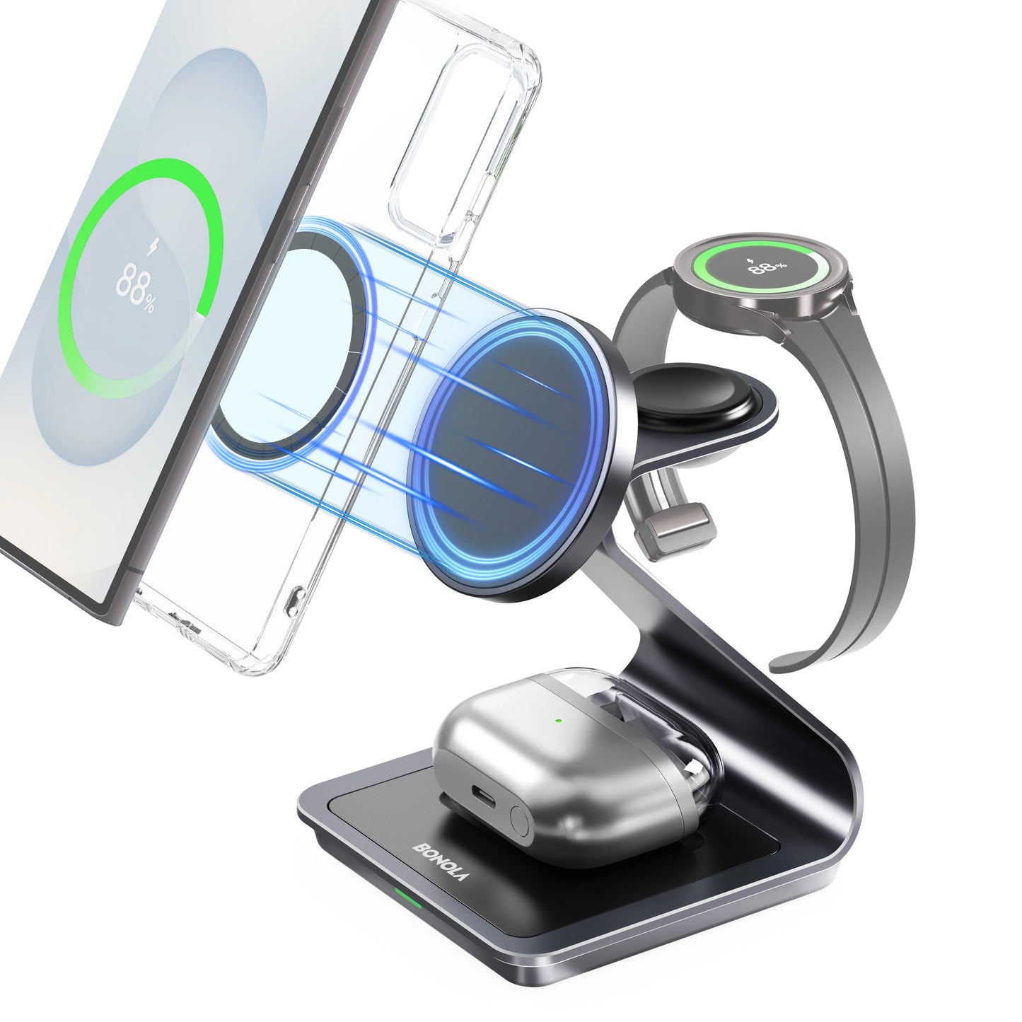 3 in 1 Wireless Charger Metal Stand for Samsung