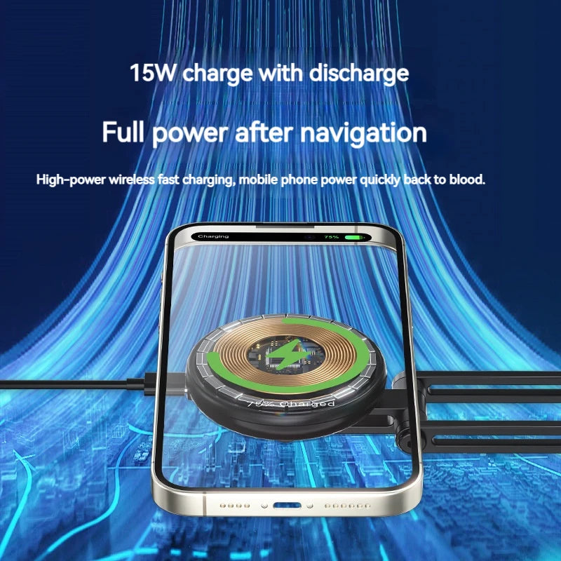 15W Metal Magnetic Car Phone Holder Wireless Charger