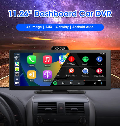 10/11.26 Inch 4K DVR Wireless CarPlay & Android Auto Dash Cam