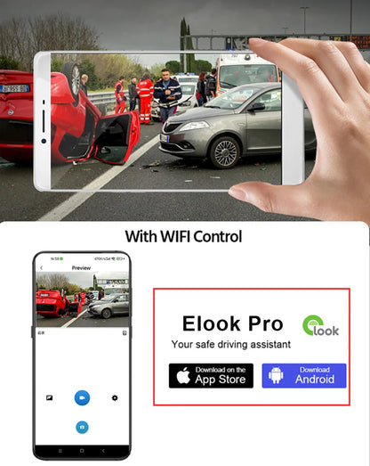 E-ACE 2K Car DVR WIFI GPS Stream Media Mirror Optional