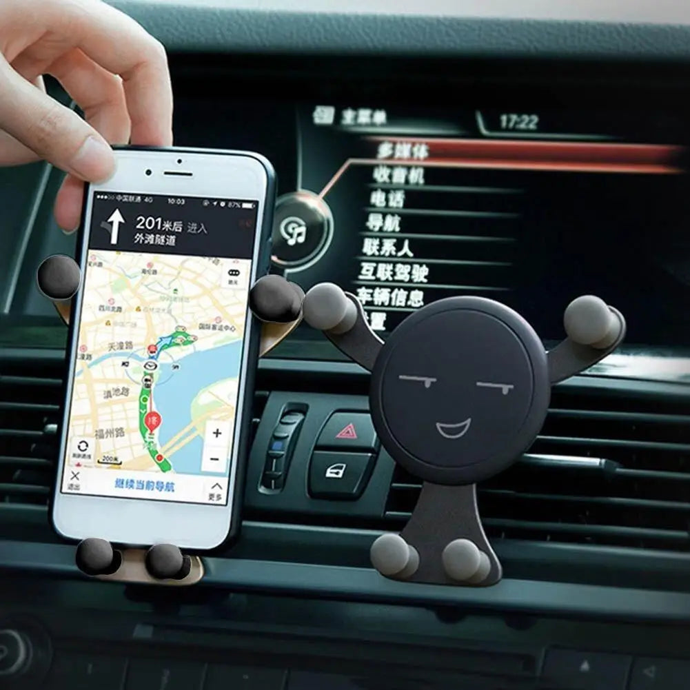 Gravity Car Phone Holder Air Vent Clip Smile Face Mount