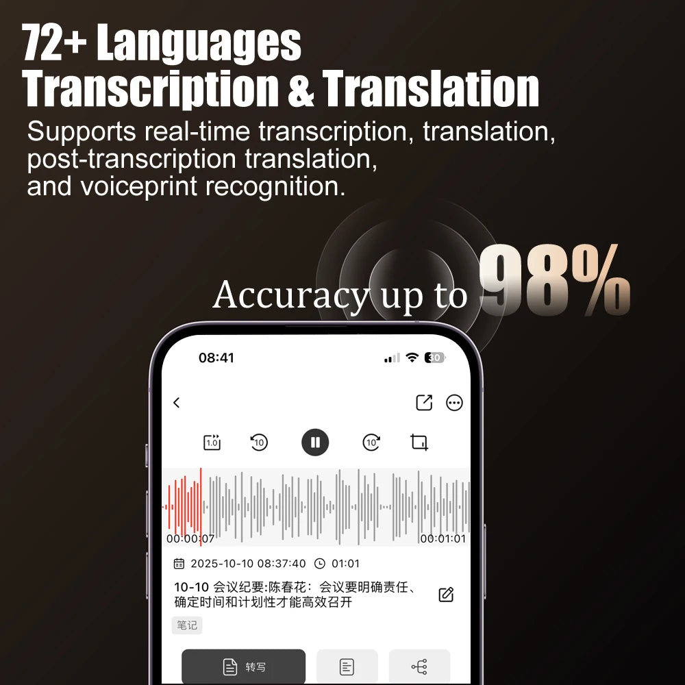 Famue Ai Voice Recorder with Text Transcription Mini Portable