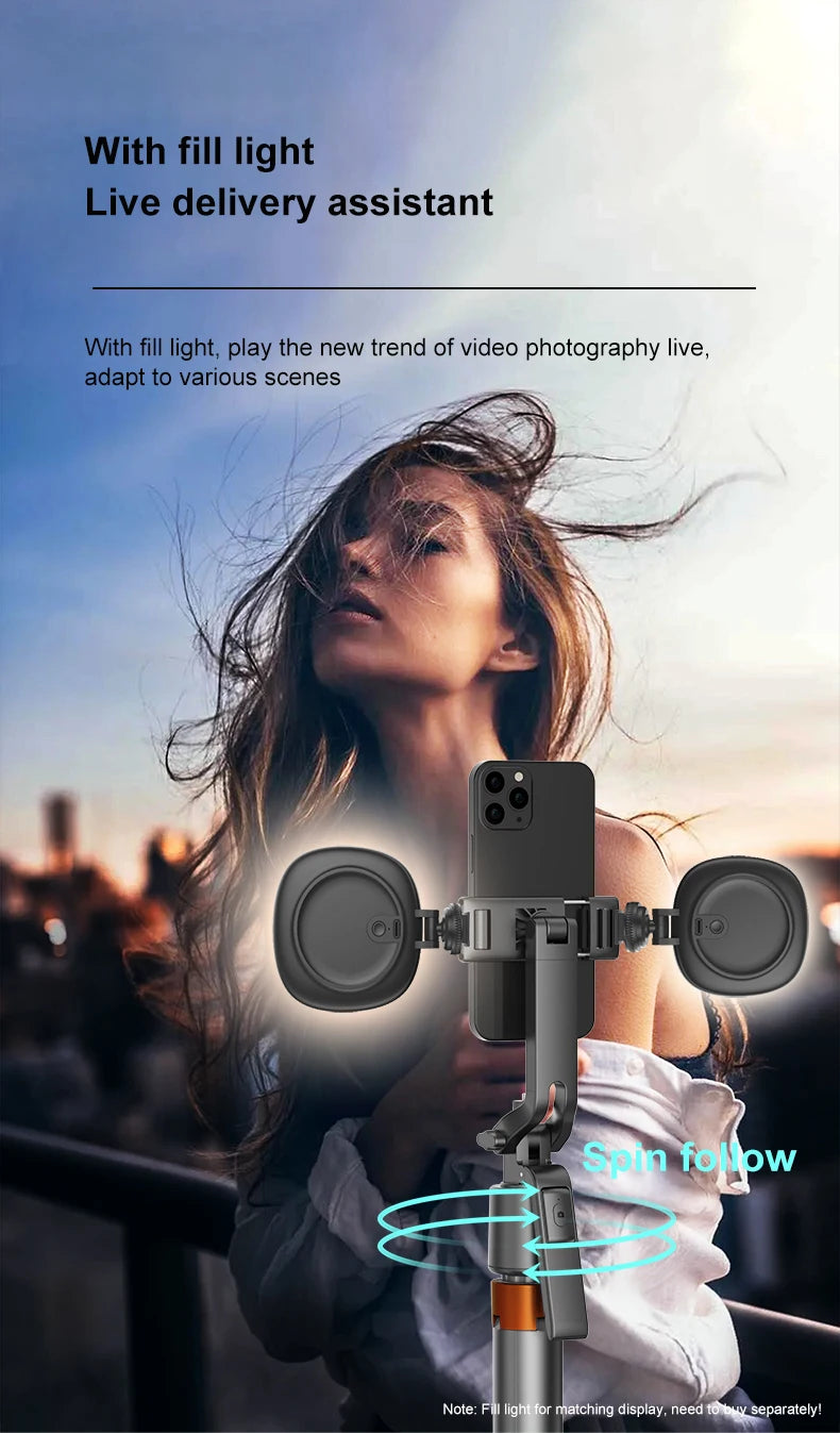 AI Face Tracking Tripod Intelligent Smart Selfie Stick Foldable