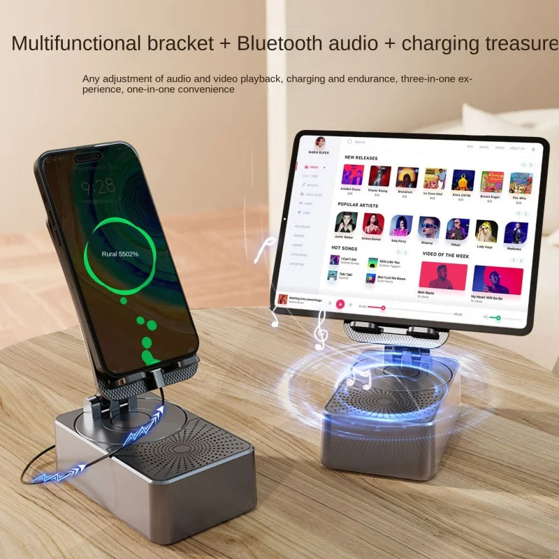 3 In 1 Mobile Phone Bracket Bluetooth Speaker Power Bank