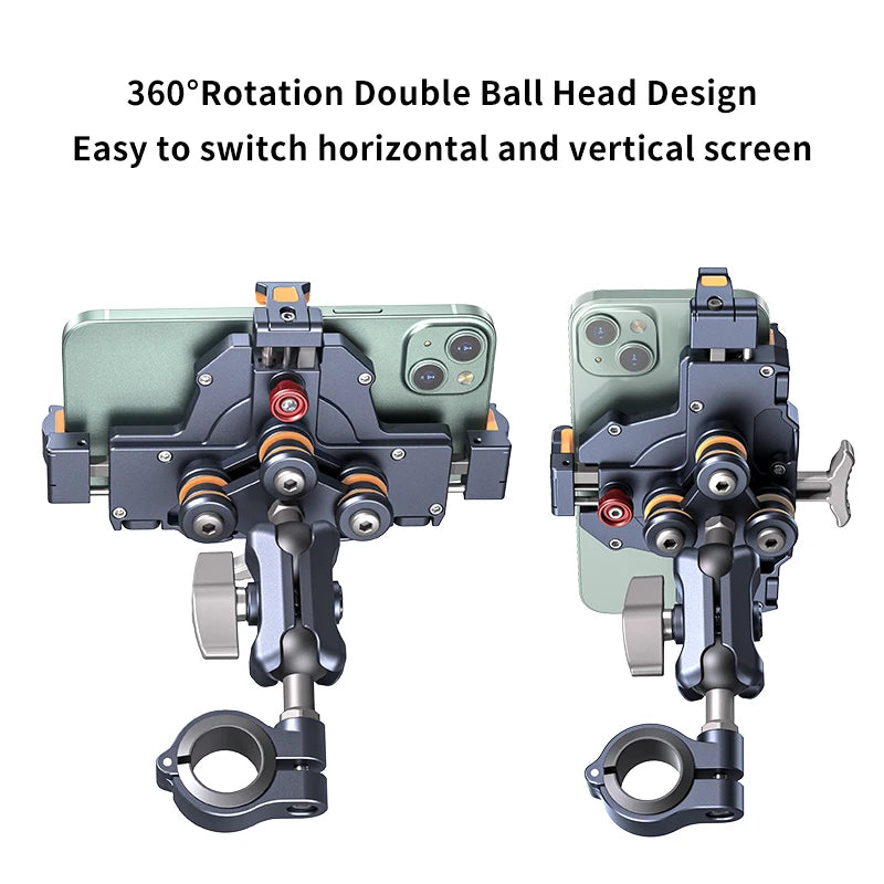 Universal  Motorcycle Phone Holder Alloy Anti-Shake 360° Adjustable