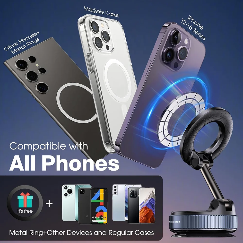 360° Foldable Vacuum Magnetic Phone Holder