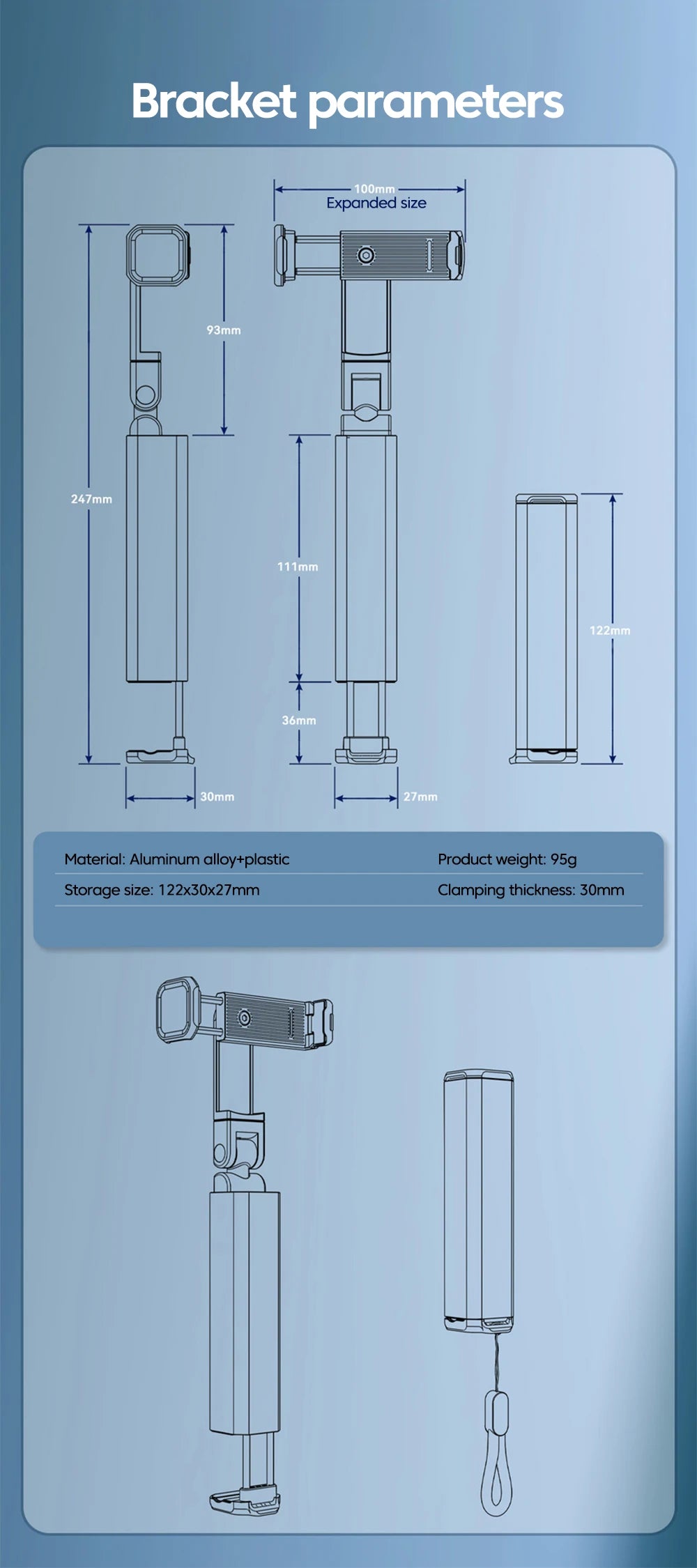 360 Degree Rotating Mobile Travel Portable Stand