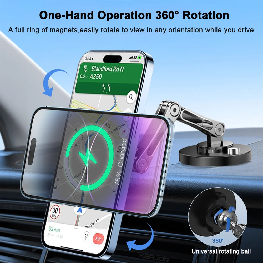Magnetic Car Phone Holder Wireless Car Charger Mount Stand