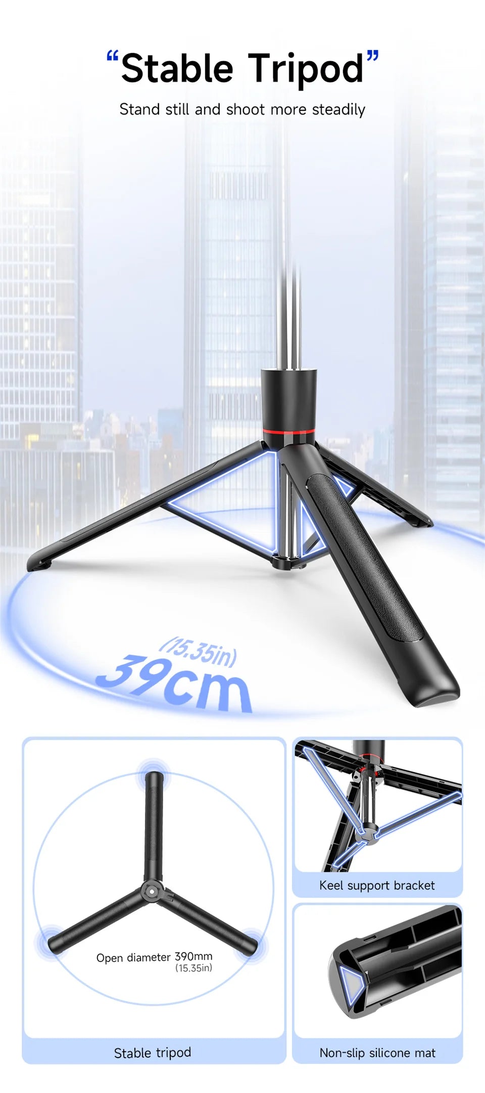 Selfie Stick Tripod with 1708mm Long Monopod Fill Light