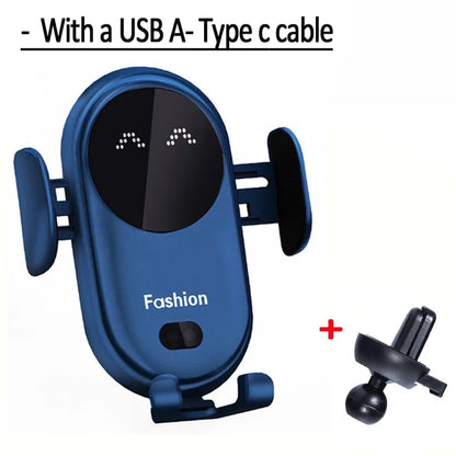 Fashion Qi Fast Wireless Charger Car Phone Holder Smart  Sensor